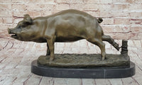 Signed Wild Pig Bronze Sculpture Art Deco