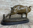 Signed Wild Pig Bronze Sculpture Art Deco