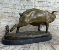 Signed Wild Pig Bronze Sculpture Art Deco