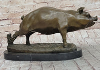 Signed Wild Pig Bronze Sculpture Art Deco