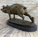 Signed Wild Pig Bronze Sculpture Art Deco