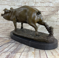 Signed Wild Pig Bronze Sculpture Art Deco