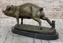 Signed Wild Pig Bronze Sculpture Art Deco