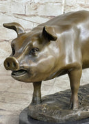 Signed Wild Pig Bronze Sculpture Art Deco