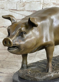 Signed Wild Pig Bronze Sculpture Art Deco