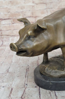 Signed Wild Pig Bronze Sculpture Art Deco