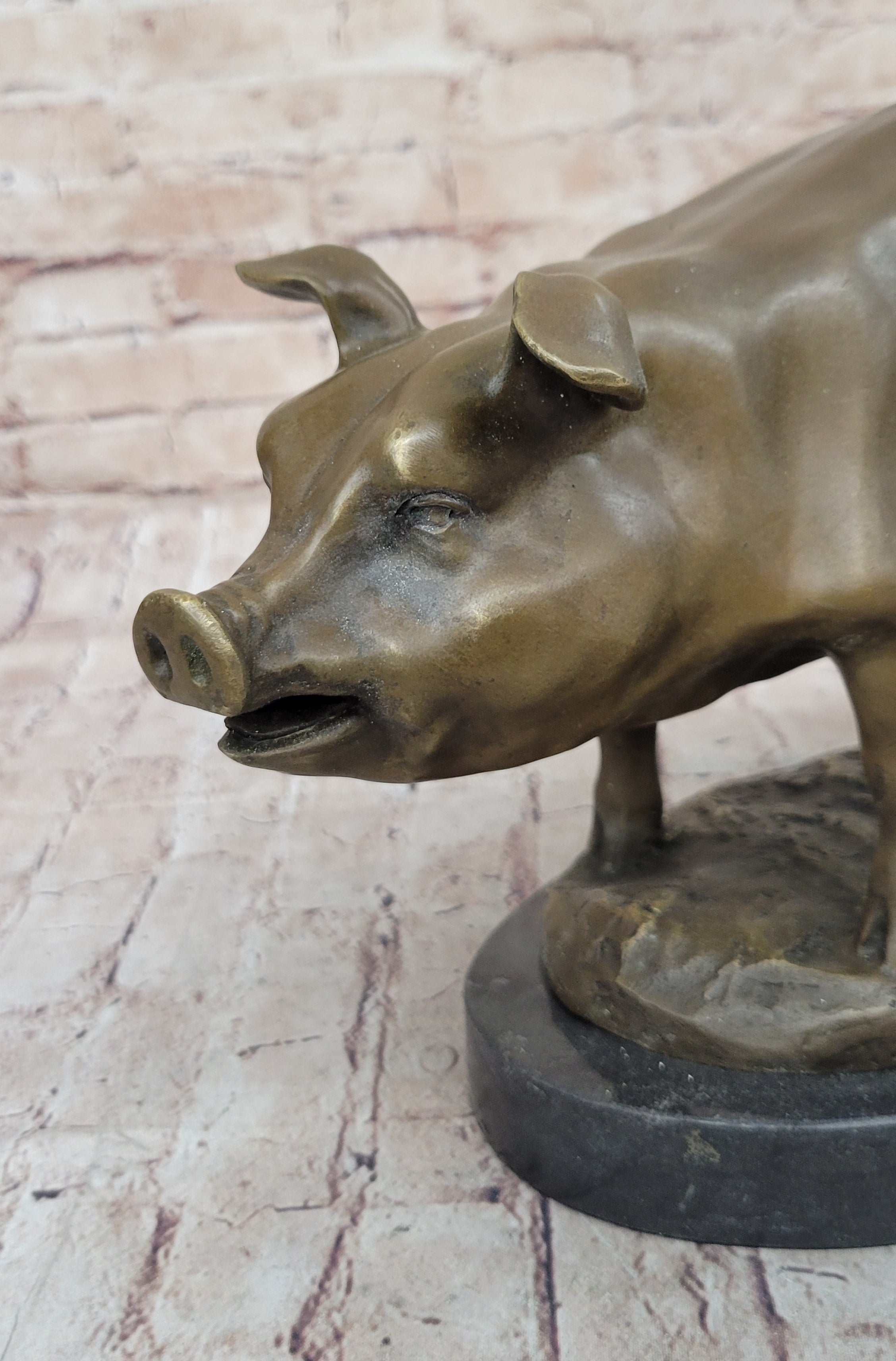 Signed Wild Pig Bronze Sculpture Art Deco