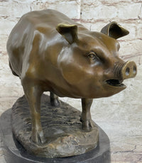 Signed Wild Pig Bronze Sculpture Art Deco