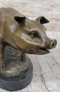 Signed Wild Pig Bronze Sculpture Art Deco