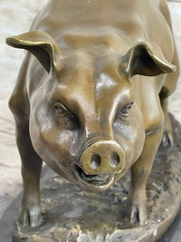Signed Wild Pig Bronze Sculpture Art Deco