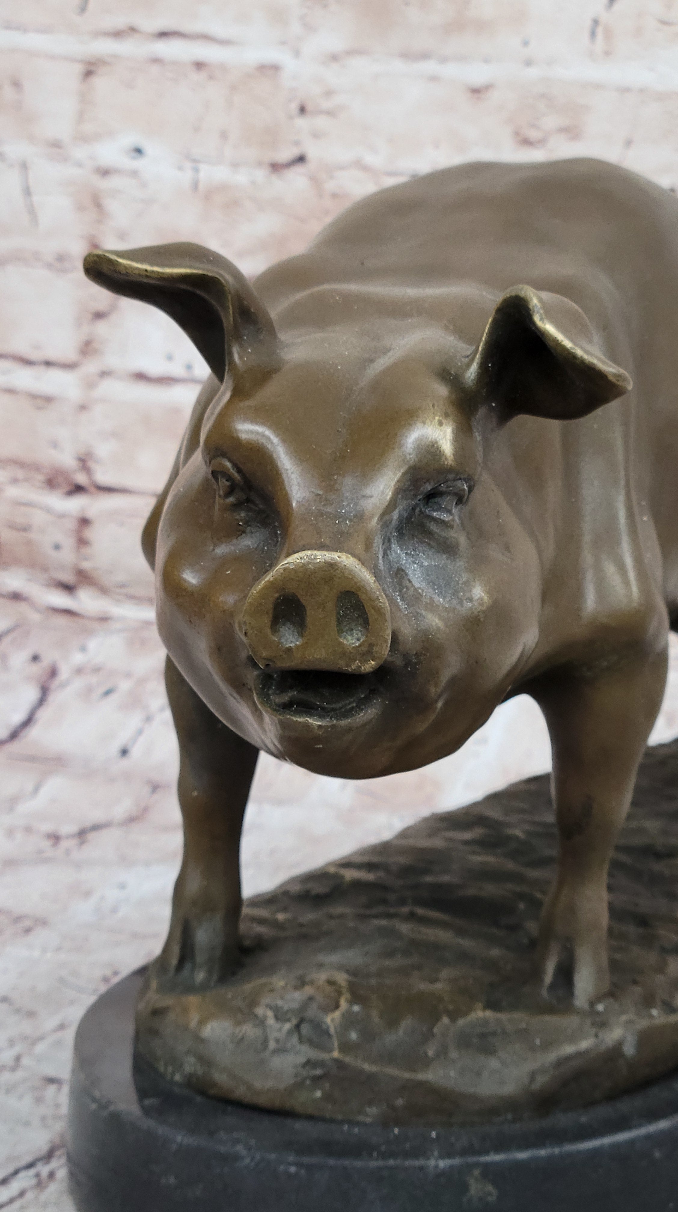 Signed Wild Pig Bronze Sculpture Art Deco