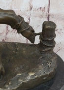 Signed Wild Pig Bronze Sculpture Art Deco
