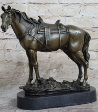 Large Loving Horse with Saddle Western Art Cowboy Bronze
