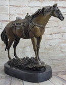 Large Loving Horse with Saddle Western Art Cowboy Bronze