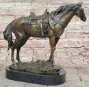 Large Loving Horse with Saddle Western Art Cowboy Bronze