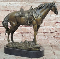 Large Loving Horse with Saddle Western Art Cowboy Bronze