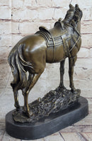 Large Loving Horse with Saddle Western Art Cowboy Bronze