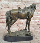 Large Loving Horse with Saddle Western Art Cowboy Bronze