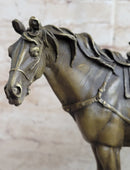 Large Loving Horse with Saddle Western Art Cowboy Bronze