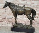 Large Loving Horse with Saddle Western Art Cowboy Bronze