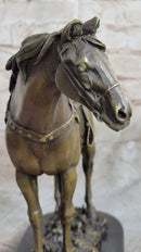 Large Loving Horse with Saddle Western Art Cowboy Bronze