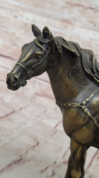 Large Loving Horse with Saddle Western Art Cowboy Bronze