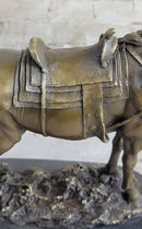Large Loving Horse with Saddle Western Art Cowboy Bronze