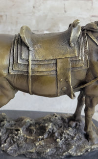 Large Loving Horse with Saddle Western Art Cowboy Bronze