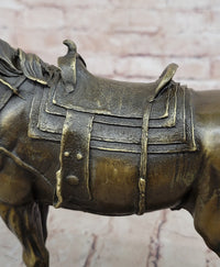 Large Loving Horse with Saddle Western Art Cowboy Bronze