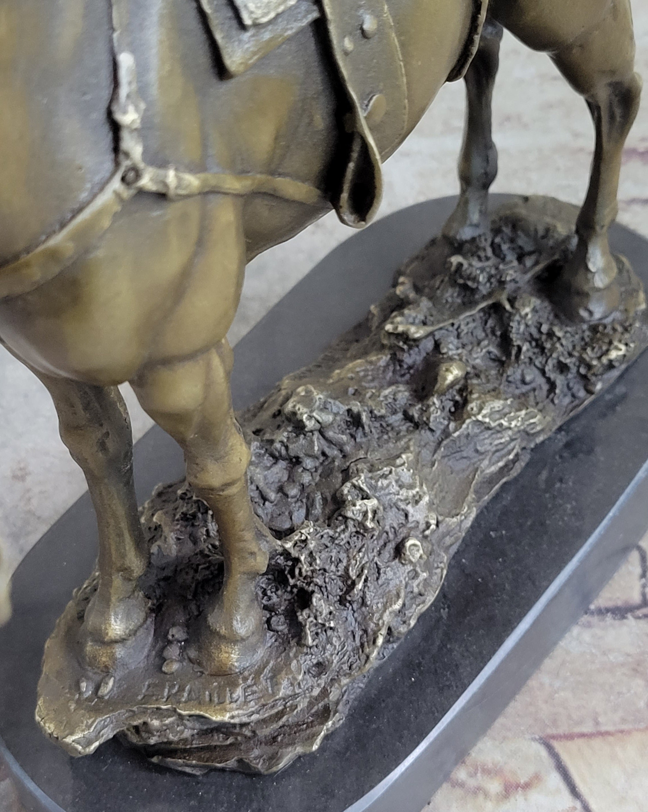 Large Loving Horse with Saddle Western Art Cowboy Bronze
