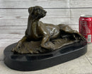 Bronze Pet Dog Sculpture on Marble Base Antoine Barye 8" x 13"