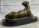 Bronze Pet Dog Sculpture on Marble Base Antoine Barye 8" x 13"