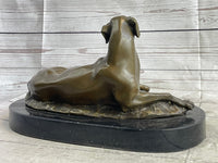 Bronze Pet Dog Sculpture on Marble Base Antoine Barye 8" x 13"