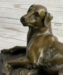 Bronze Pet Dog Sculpture on Marble Base Antoine Barye 8" x 13"