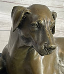 Bronze Pet Dog Sculpture on Marble Base Antoine Barye 8" x 13"