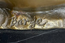 Bronze Pet Dog Sculpture on Marble Base Antoine Barye 8" x 13"