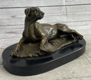 Bronze Pet Dog Sculpture on Marble Base Antoine Barye 8" x 13"