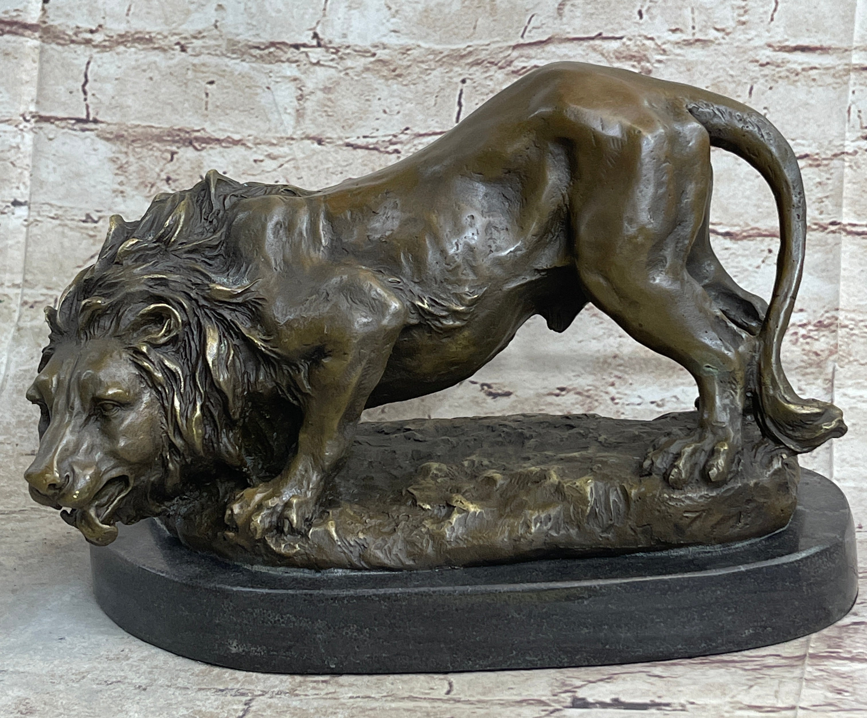 Lion Stalking Prey Hot Cast Bronze Art by Antoine Barye