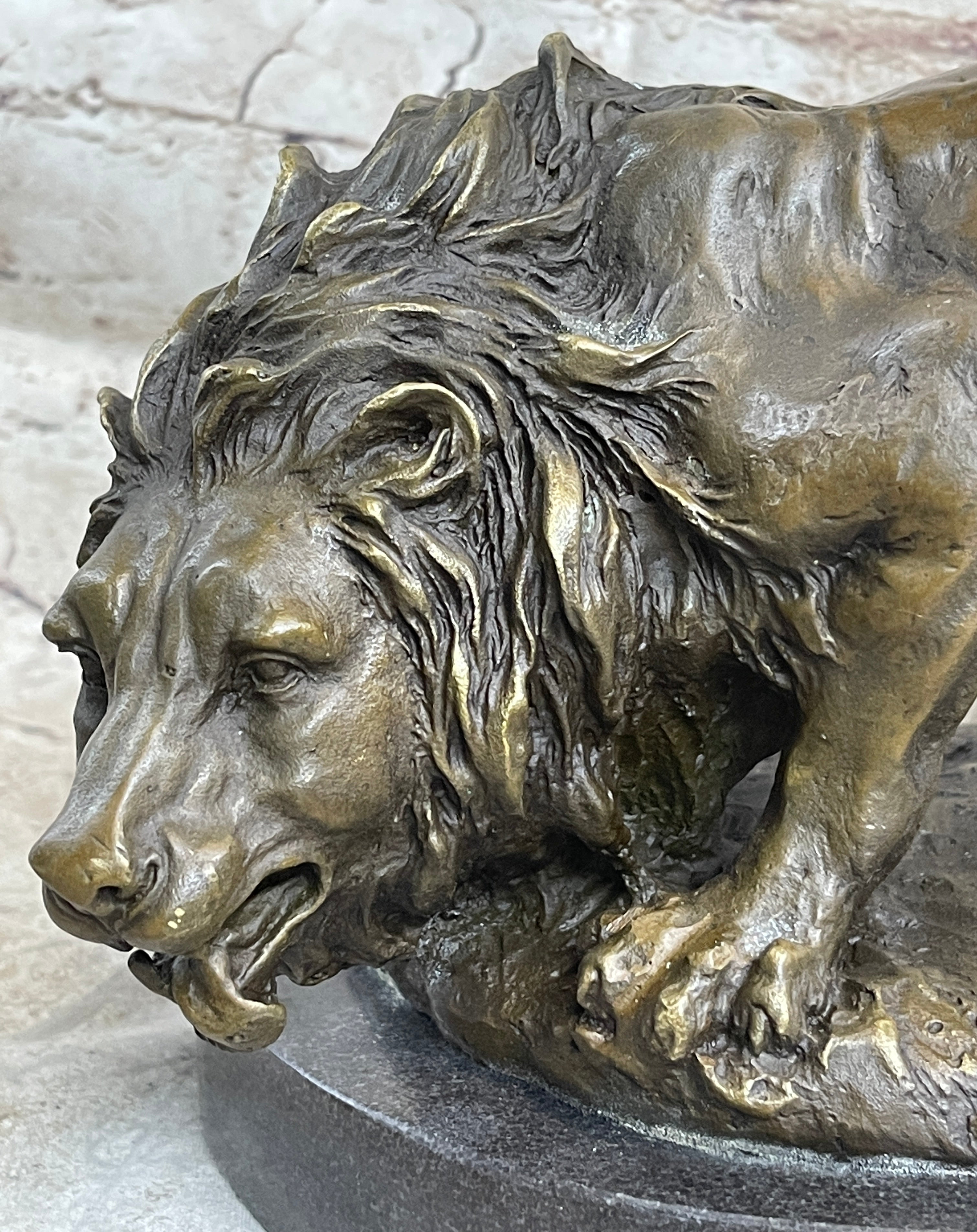 Lion Stalking Prey Hot Cast Bronze Art by Antoine Barye