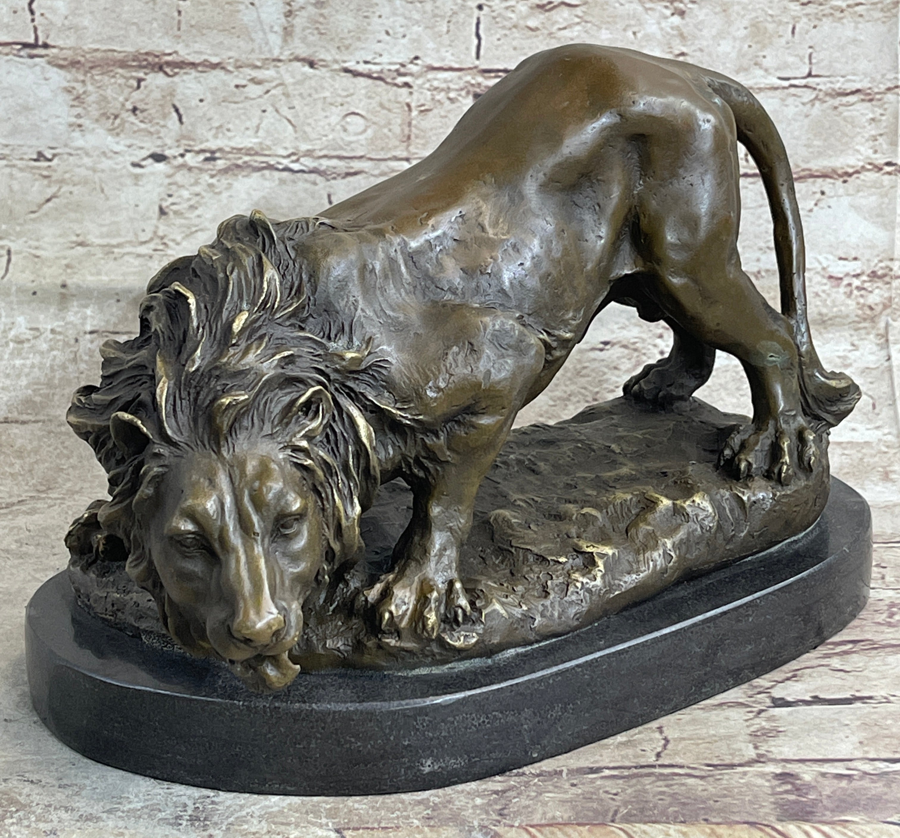 Lion Stalking Prey Hot Cast Bronze Art by Antoine Barye
