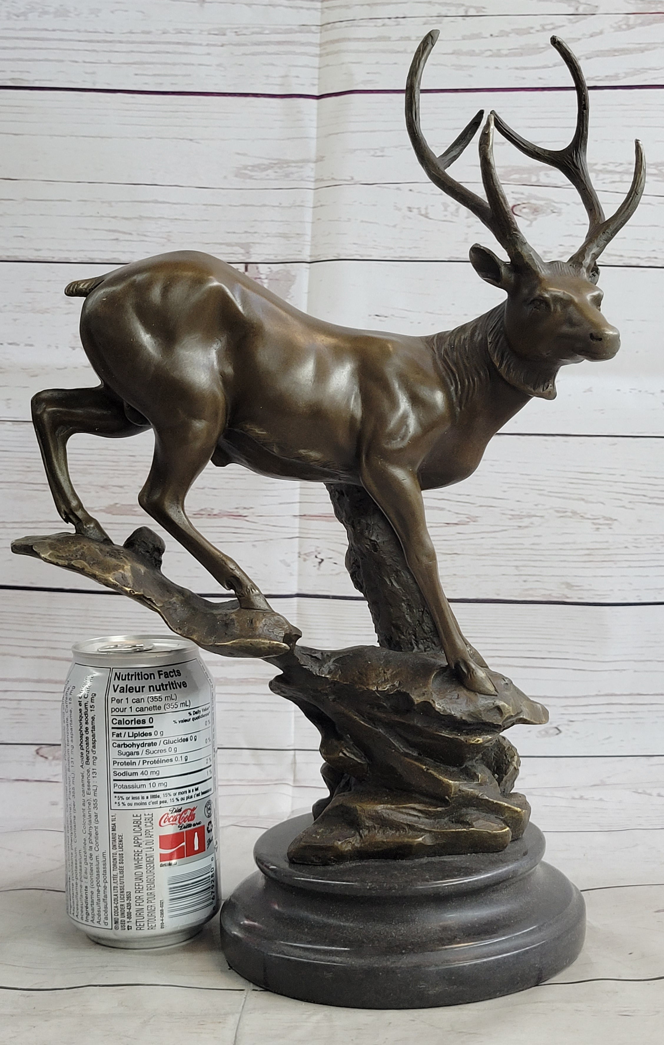 Bronze Marble Elk Stag Buck Deer Lodge Art Sculpture