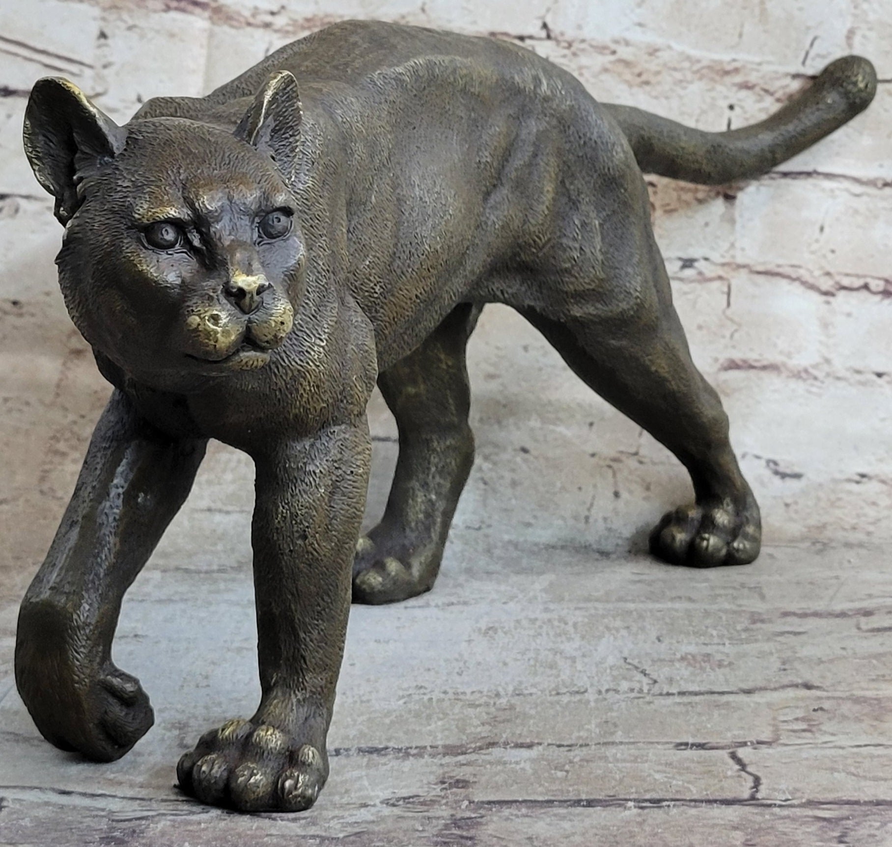 Bronze Metal Cat Kitten Housecat Sculpture Feline Art Signed