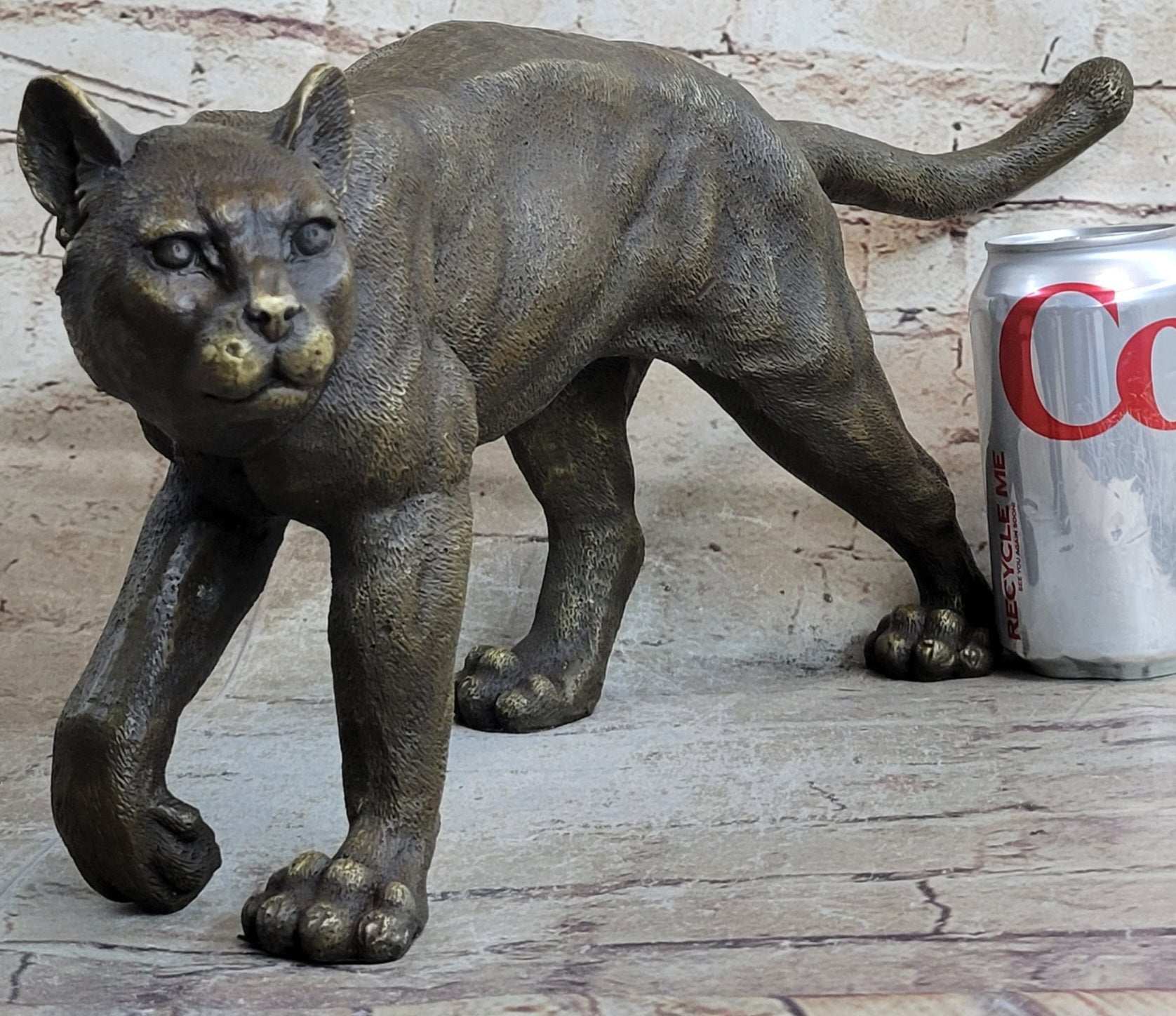 Bronze Metal Cat Kitten Housecat Sculpture Feline Art Signed