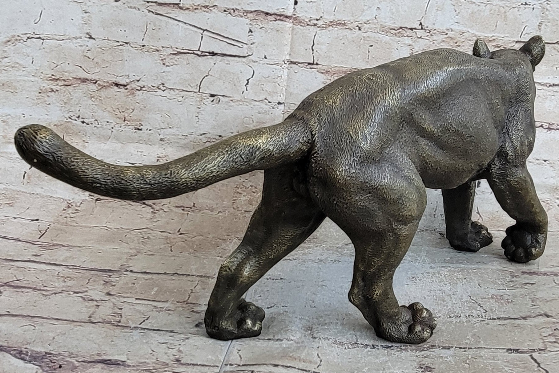 Bronze Metal Cat Kitten Housecat Sculpture Feline Art Signed