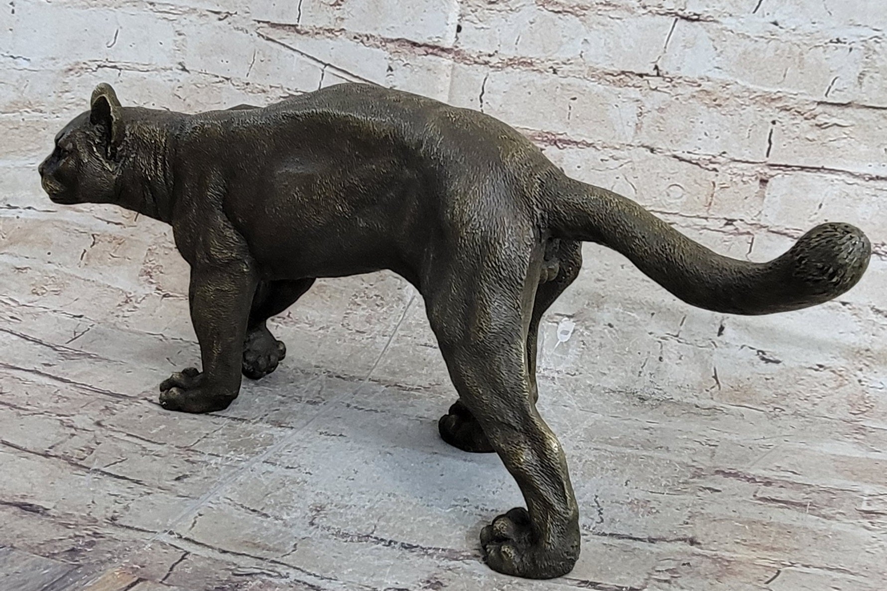 Bronze Metal Cat Kitten Housecat Sculpture Feline Art Signed