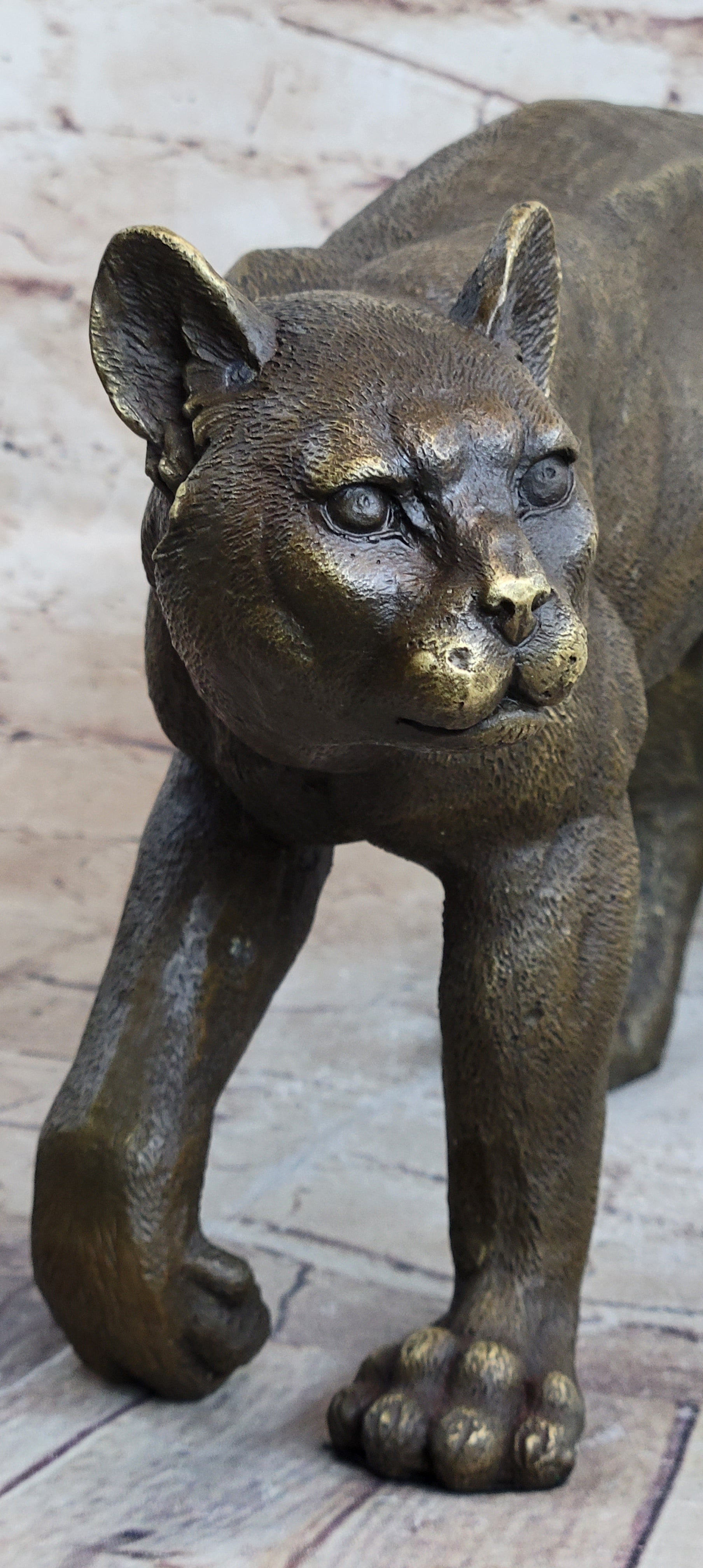 Bronze Metal Cat Kitten Housecat Sculpture Feline Art Signed