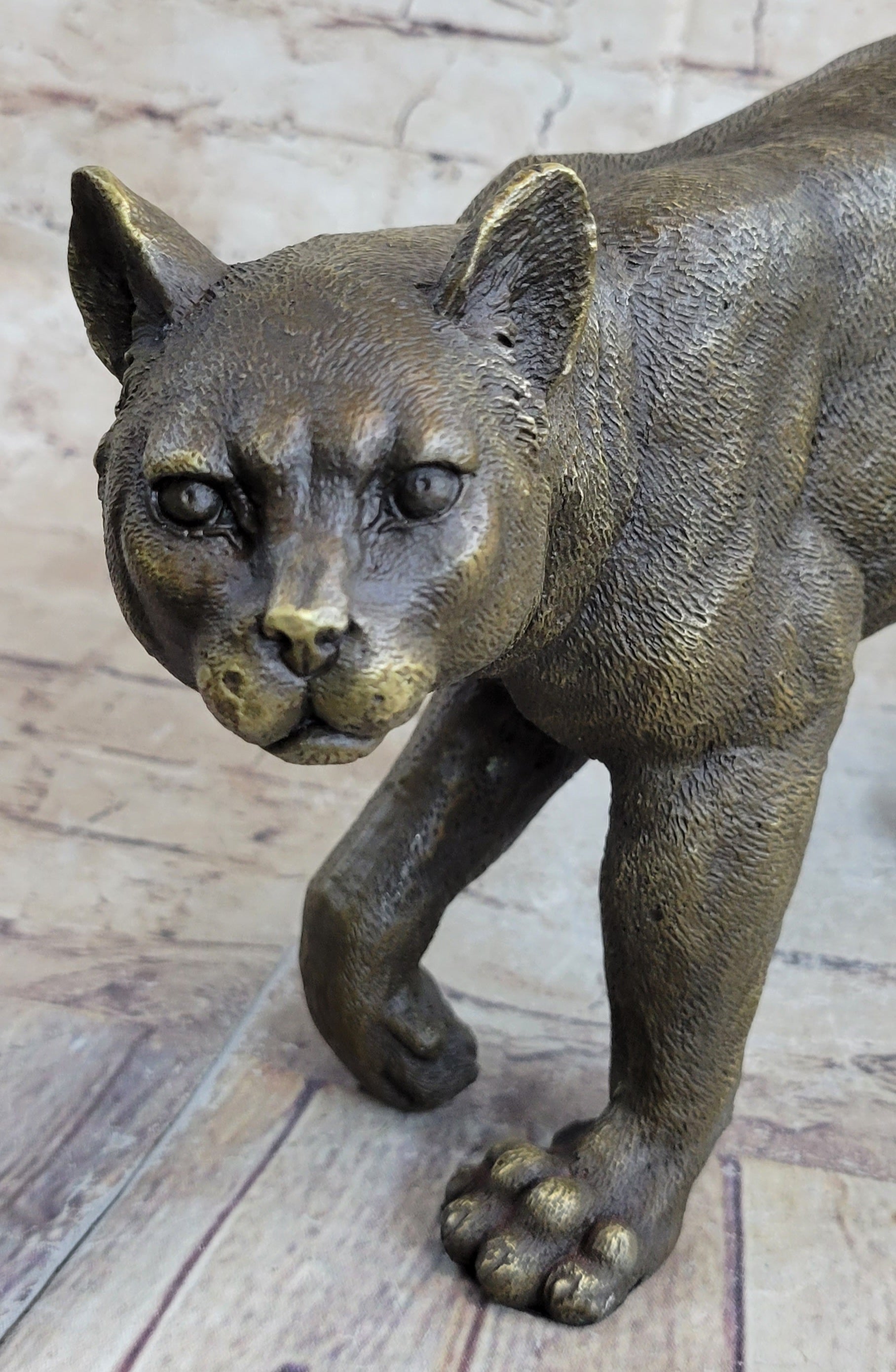 Bronze Metal Cat Kitten Housecat Sculpture Feline Art Signed