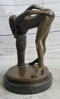 Erotic Nude Art Girl Bending Over Exposing Herself Bronze Sculpture Statue Figure