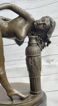 Erotic Nude Art Girl Bending Over Exposing Herself Bronze Sculpture Statue Figure