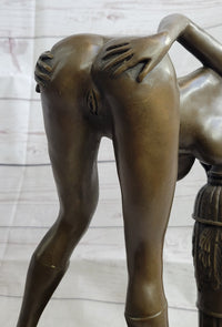 Erotic Nude Art Girl Bending Over Exposing Herself Bronze Sculpture Statue Figure